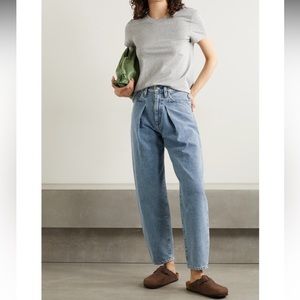 Goldsign pleat curve high rise tapered Jean